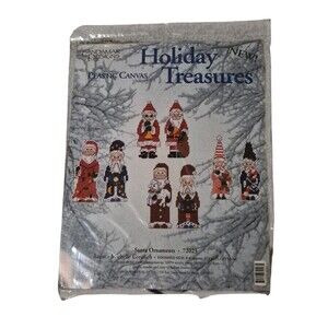 Candamar Designs Holiday Treasures Plastic Canvas Cross Stitch Santas Greulich